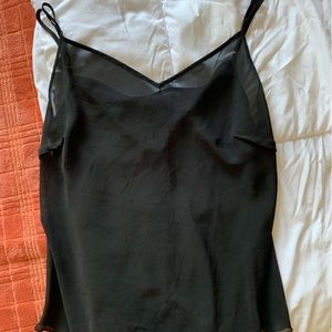 See-through black top, spaghetti strap 90s